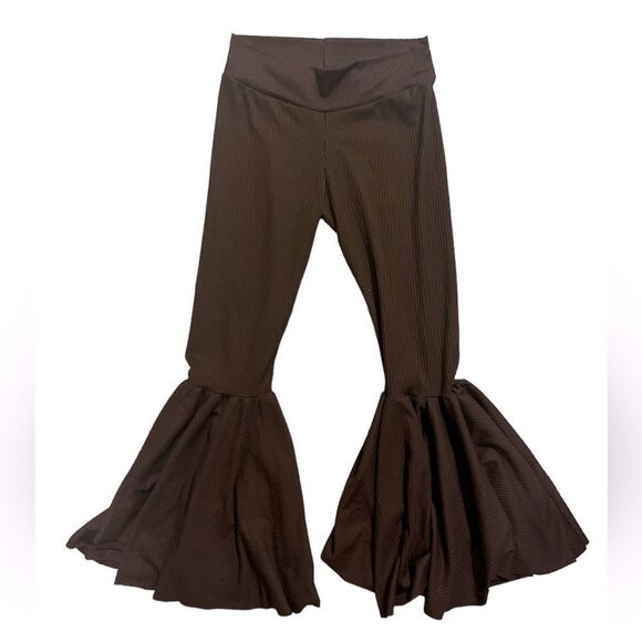 Little Girls Custom Made Brown Ribbed Bellbottoms - Picture 1 of 4